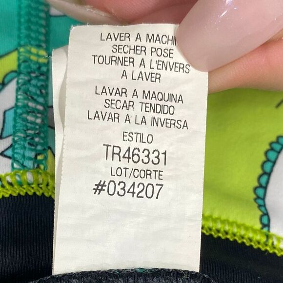 Trina Turk Modern Garden Capri Green Blue Leggings - Picture 5 of 6